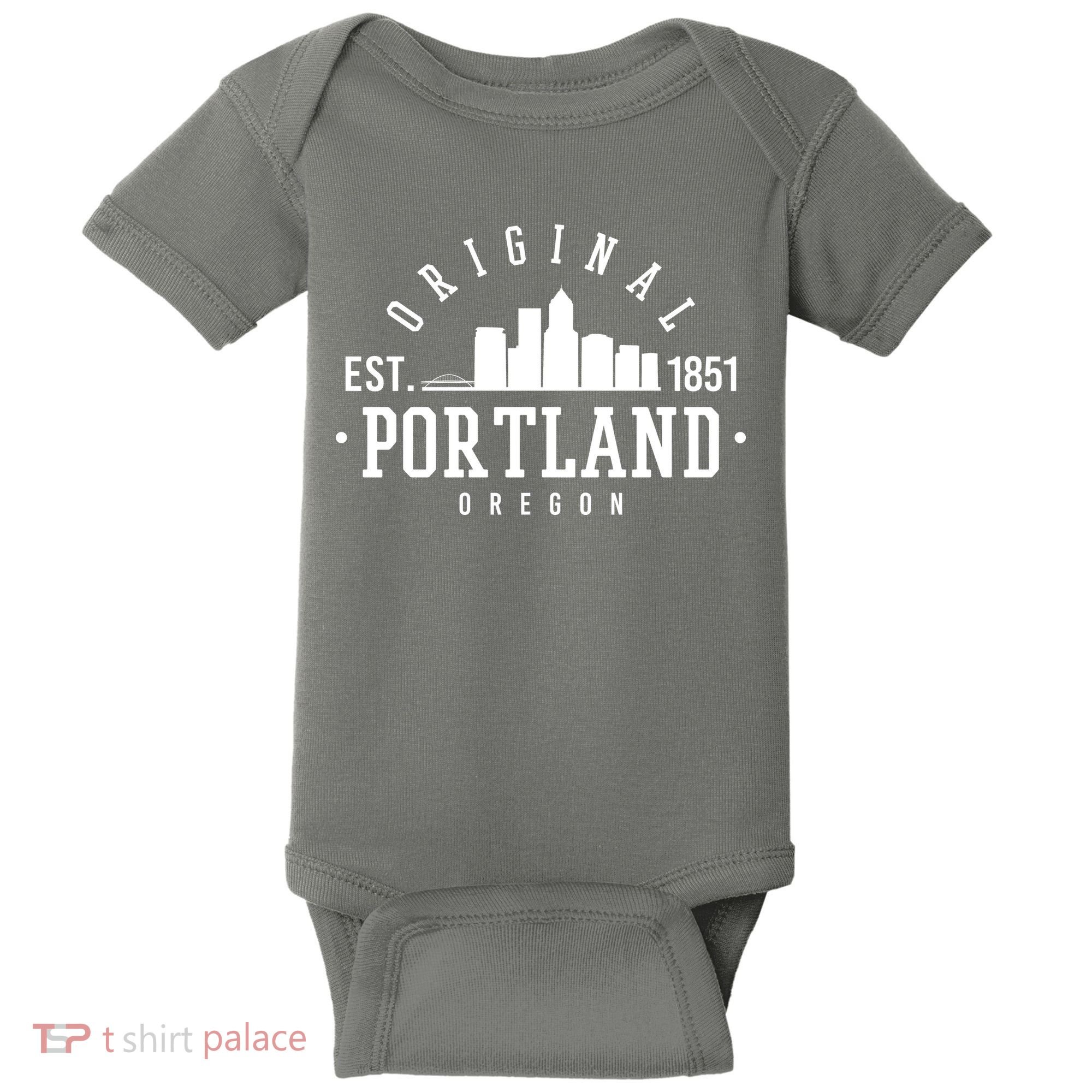 Original Portland Oregon Est 1851 Skyline Baby Bodysuit