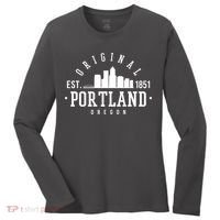 Original Portland Oregon Est 1851 Skyline Women's Long Sleeve Shirt thumb 0