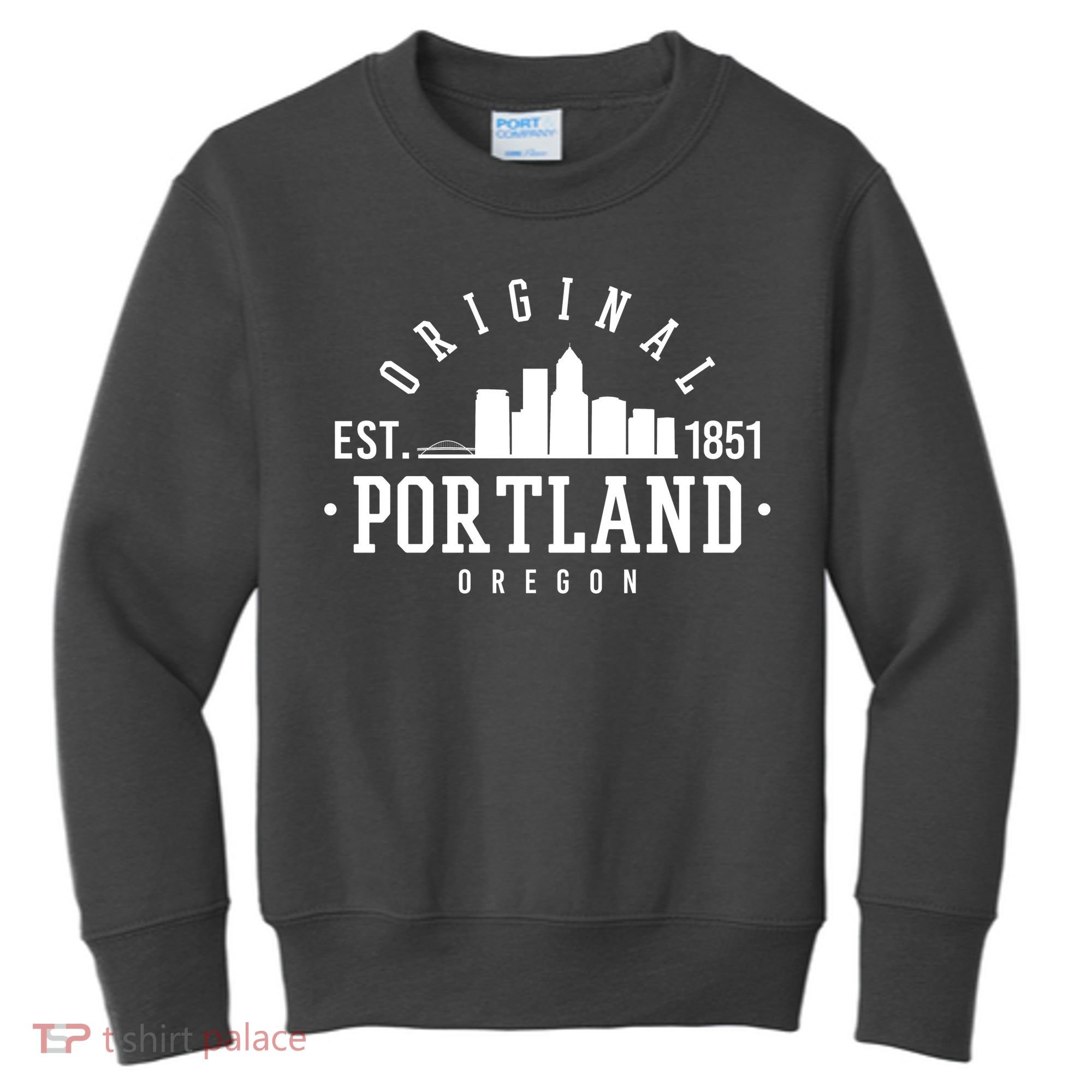 Original Portland Oregon Est 1851 Skyline Kids Sweatshirt