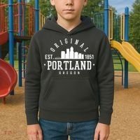 Original Portland Oregon Est 1851 Skyline Kids Hoodie thumb 2