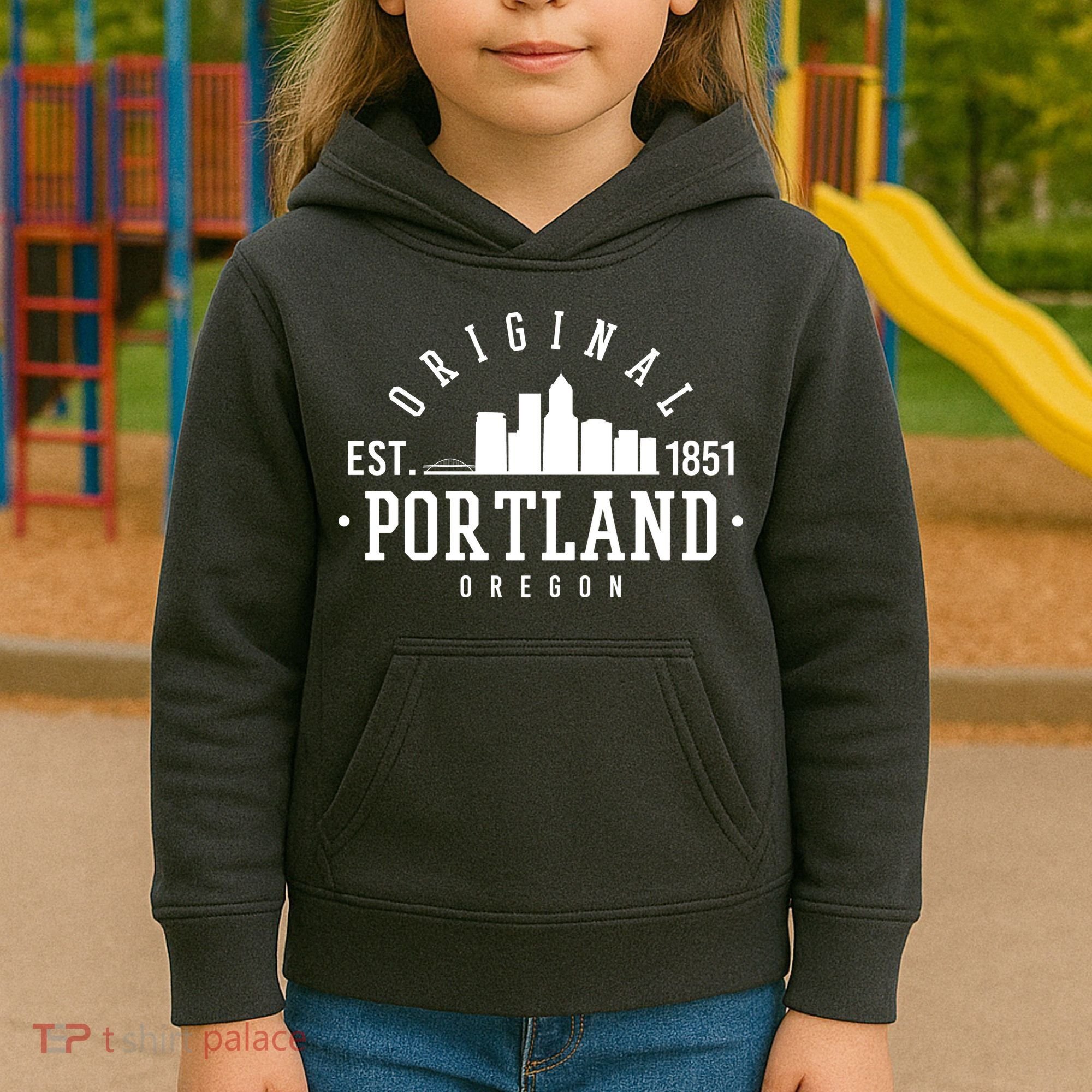 Original Portland Oregon Est 1851 Skyline Kids Hoodie