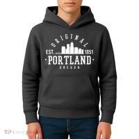 Original Portland Oregon Est 1851 Skyline Kids Hoodie thumb 4