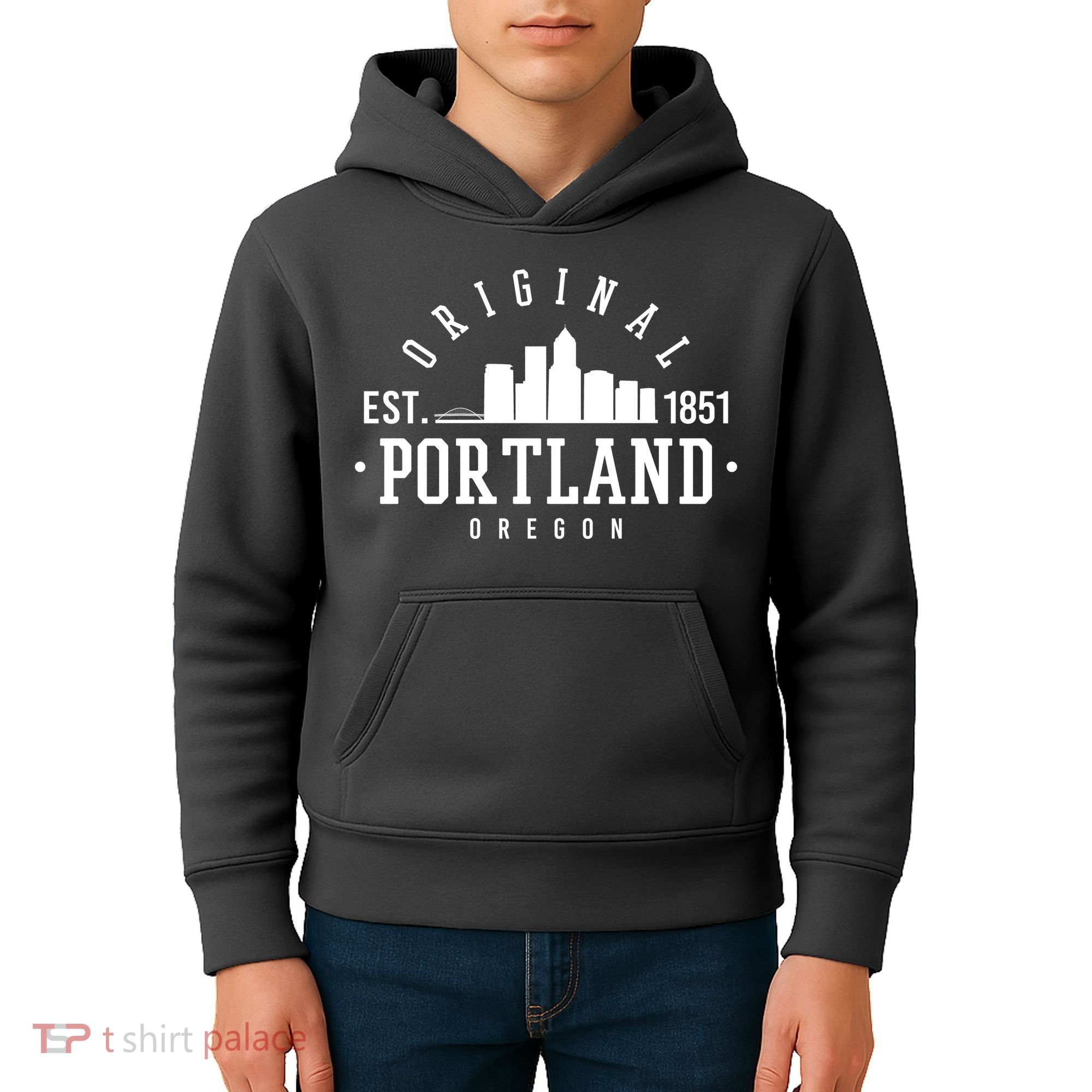 Original Portland Oregon Est 1851 Skyline Kids Hoodie