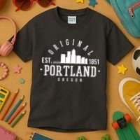 Original Portland Oregon Est 1851 Skyline Kids T-Shirt thumb 3