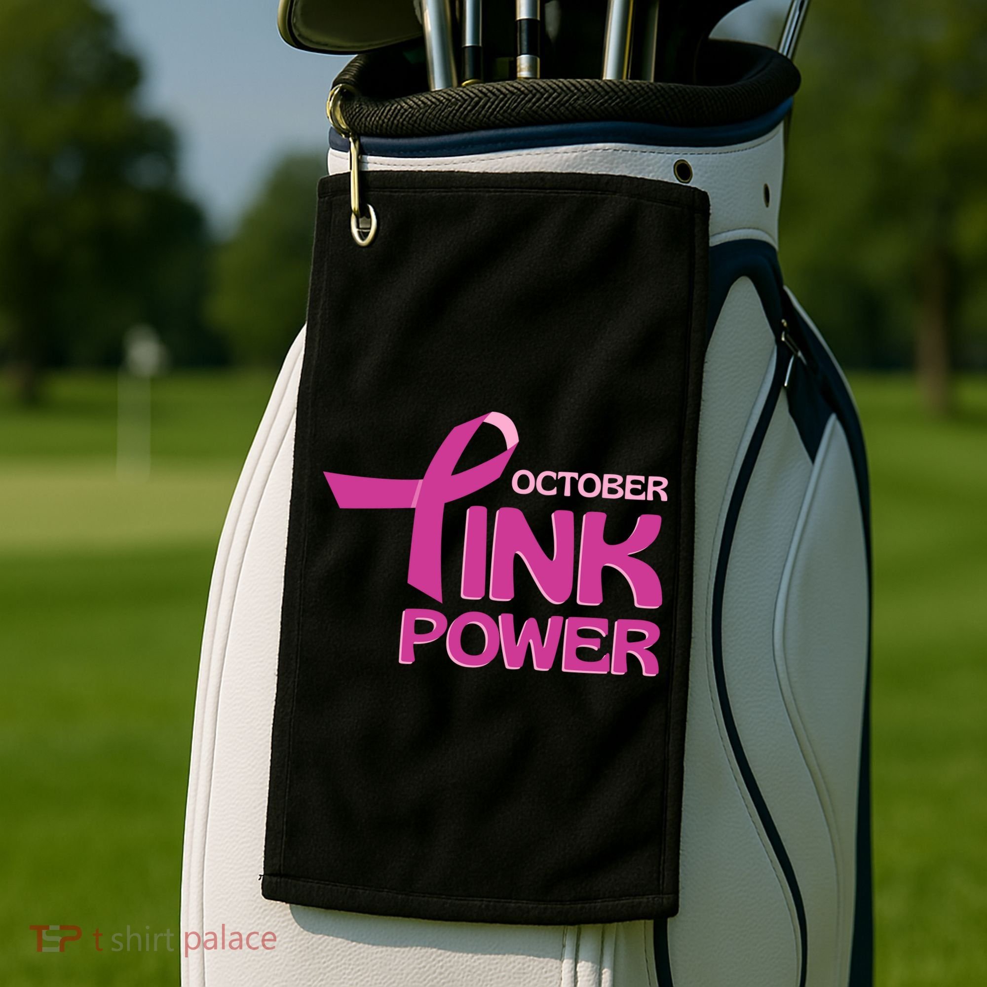 October Pink Power Breast Cancer Golf Towel