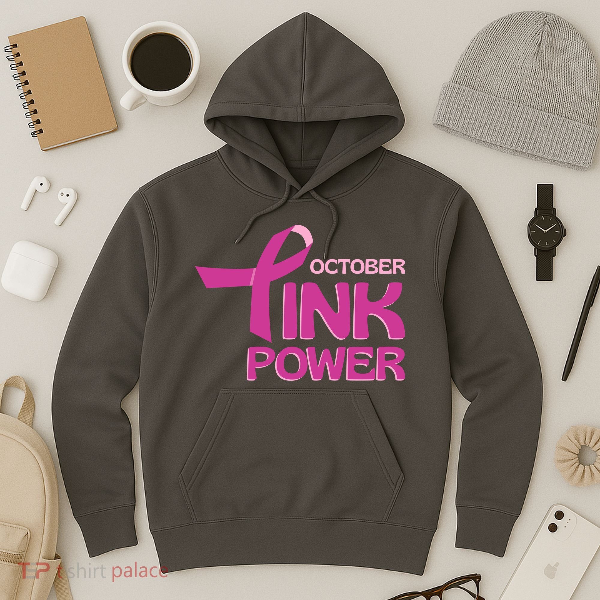 October Pink Power Breast Cancer Hoodie
