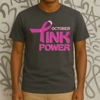 October Pink Power Breast Cancer T-Shirt thumb 3