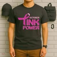 October Pink Power Breast Cancer T-Shirt thumb 6