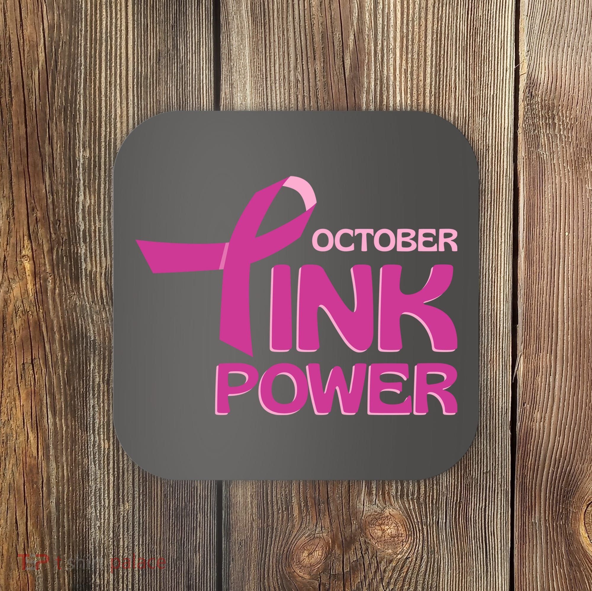 October Pink Power Breast Cancer Coaster