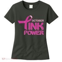 October Pink Power Breast Cancer Women's T-Shirt thumb 0