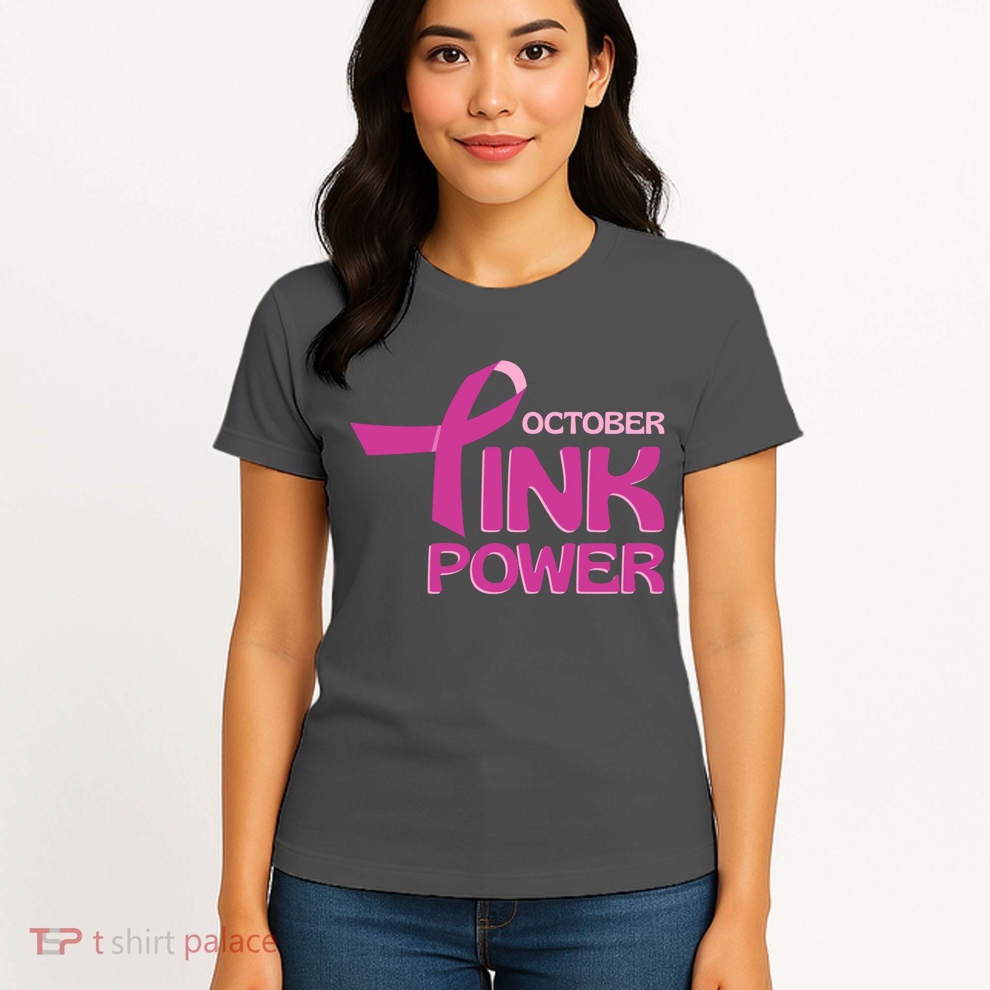 October Pink Power Breast Cancer Women's T-Shirt