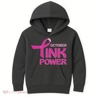 October Pink Power Breast Cancer Kids Hoodie thumb 0