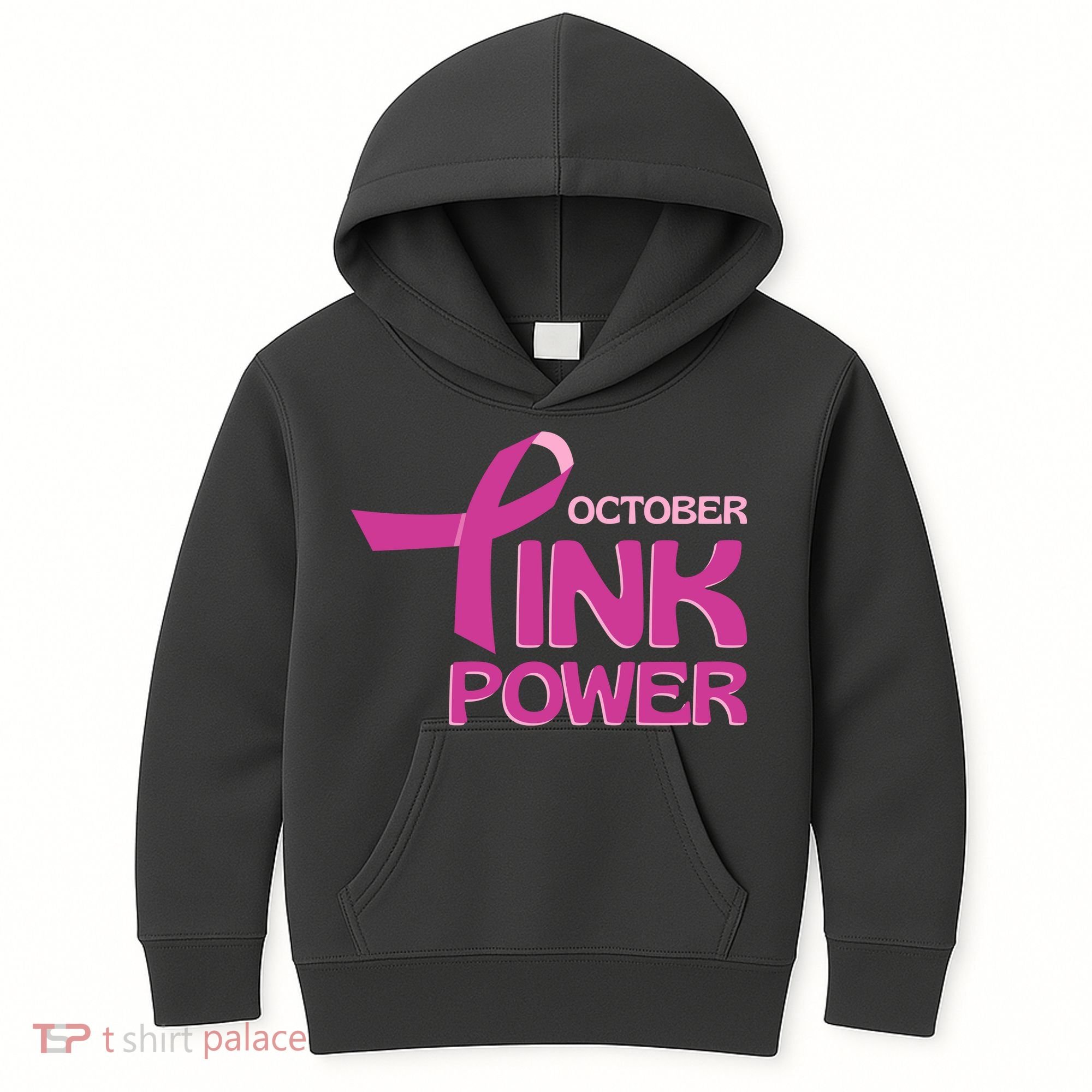 October Pink Power Breast Cancer Kids Hoodie