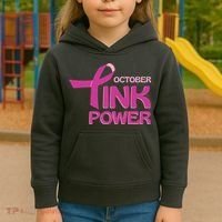 October Pink Power Breast Cancer Kids Hoodie thumb 3