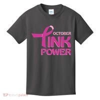 October Pink Power Breast Cancer Kids T-Shirt thumb 0