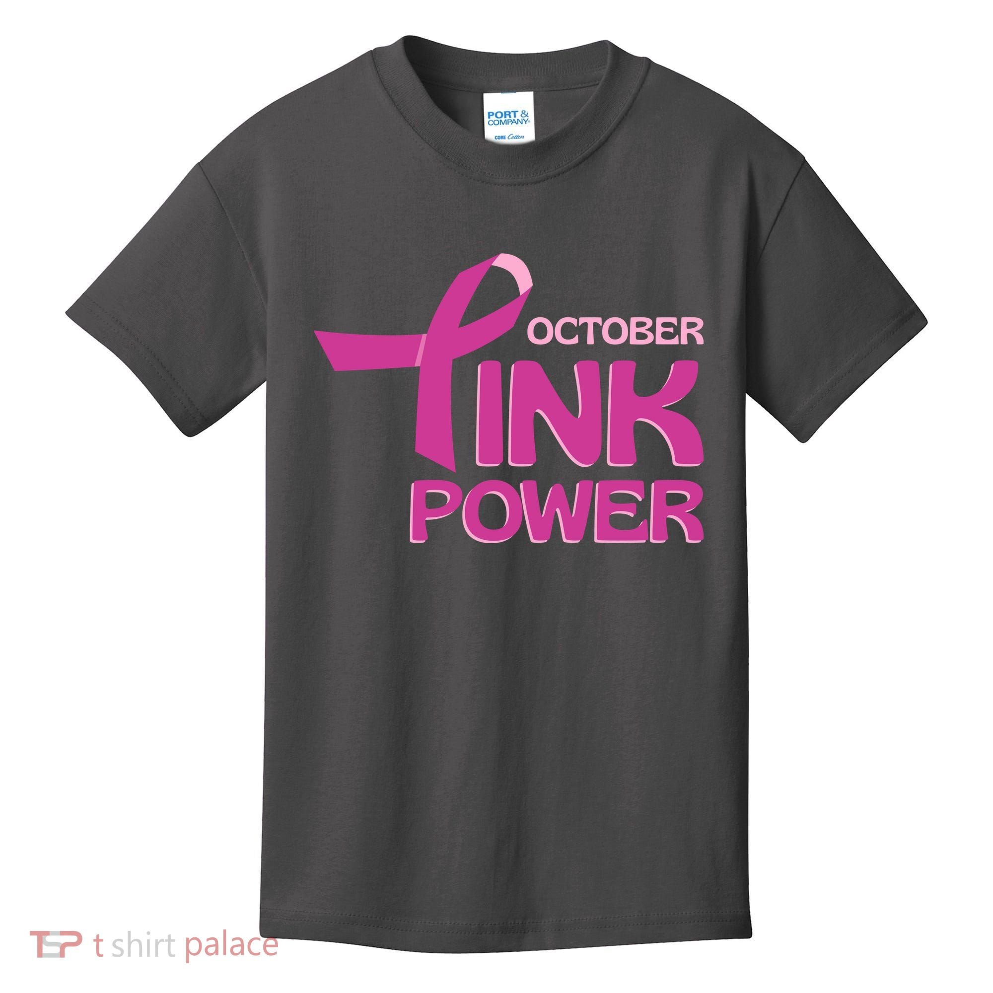 October Pink Power Breast Cancer Kids T-Shirt