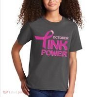 October Pink Power Breast Cancer Kids T-Shirt thumb 2