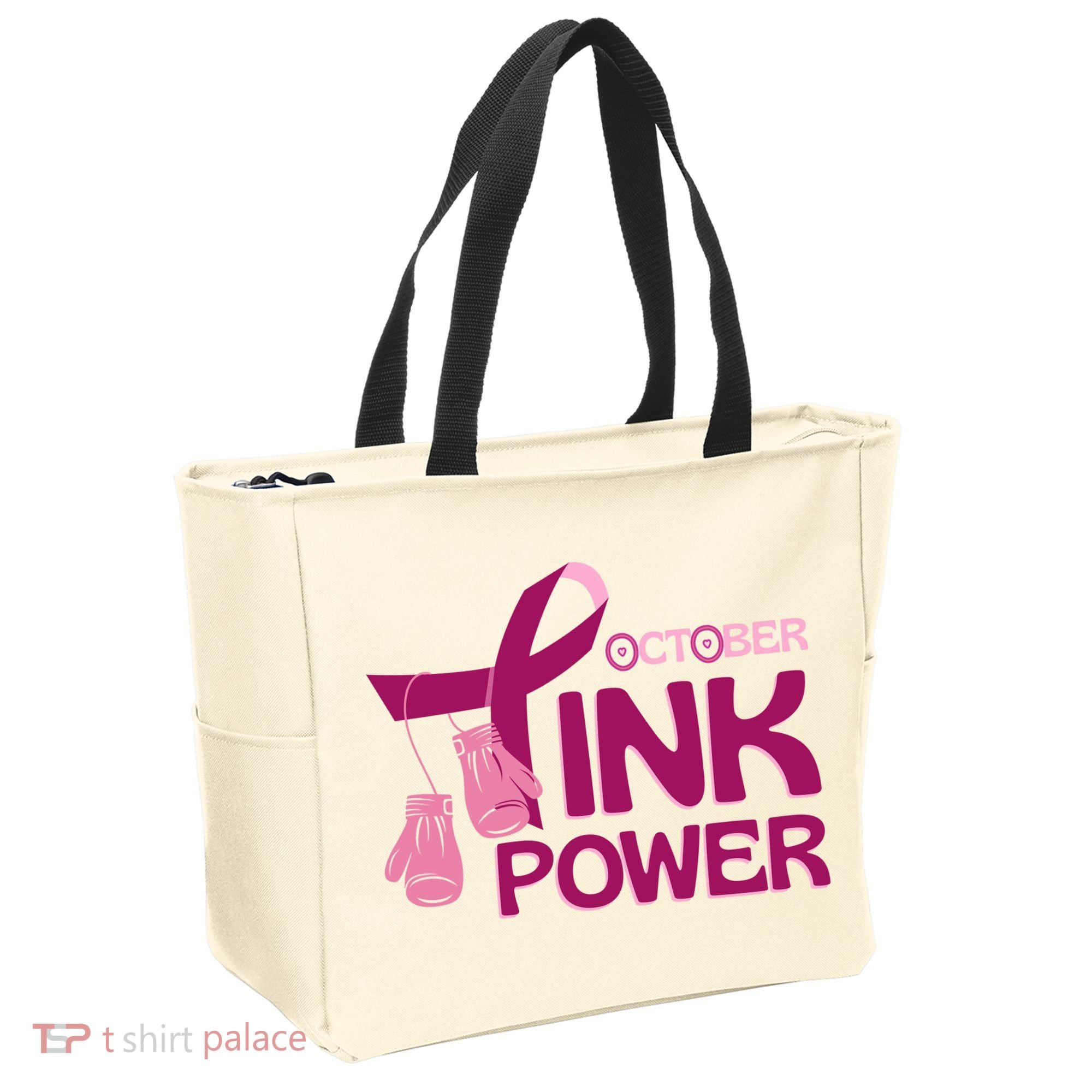 October Pink Power Breast Cancer Tote Bag