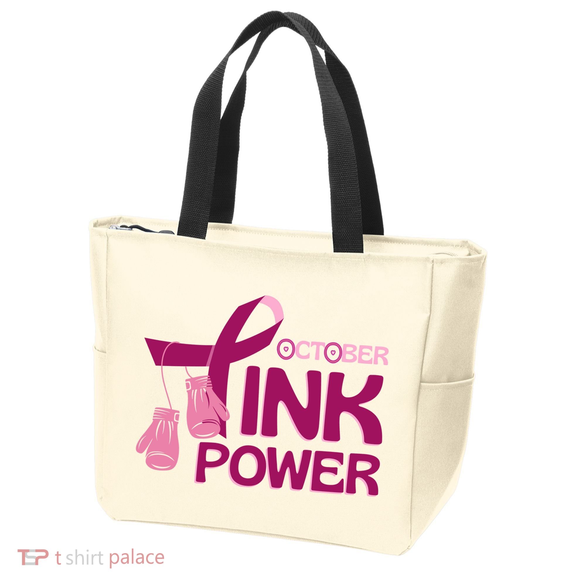 October Pink Power Breast Cancer Tote Bag