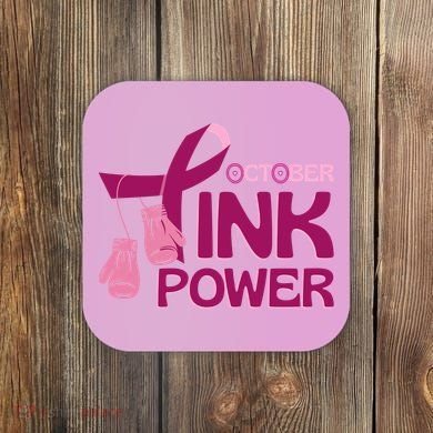 October Pink Power Breast Cancer Coaster