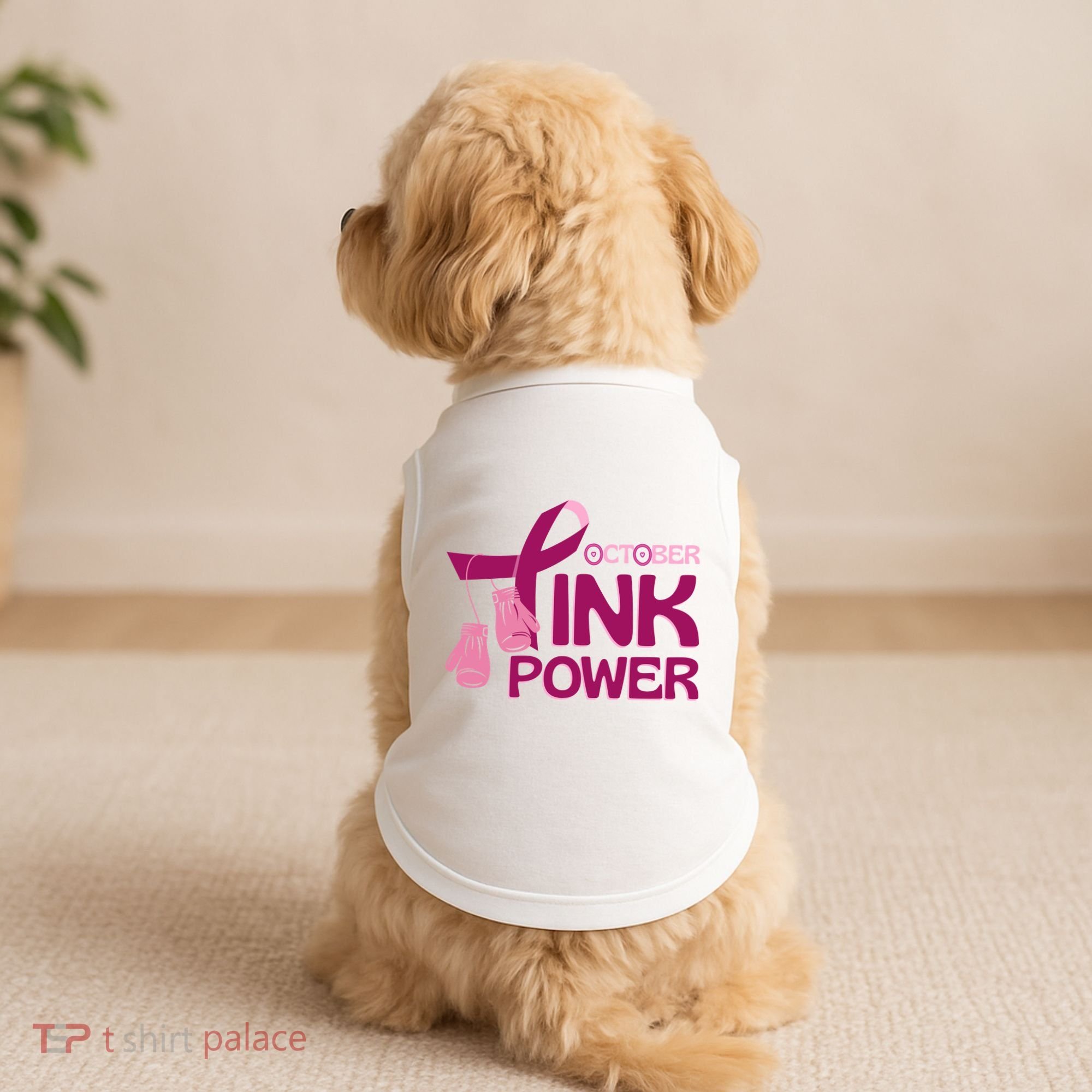 October Pink Power Breast Cancer Doggie Tank