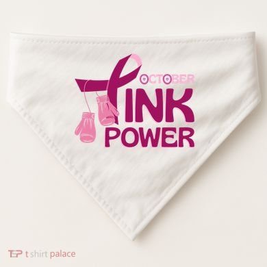 October Pink Power Breast Cancer USA-Made Doggie Bandana