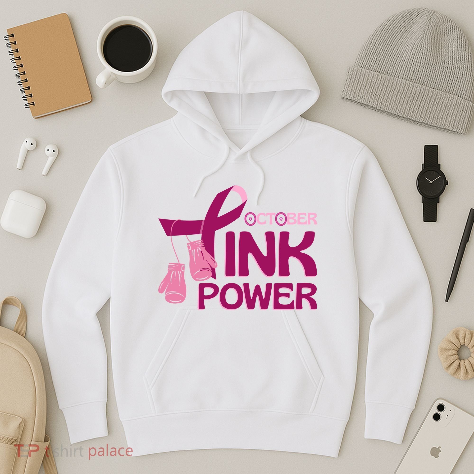 October Pink Power Breast Cancer Hoodie