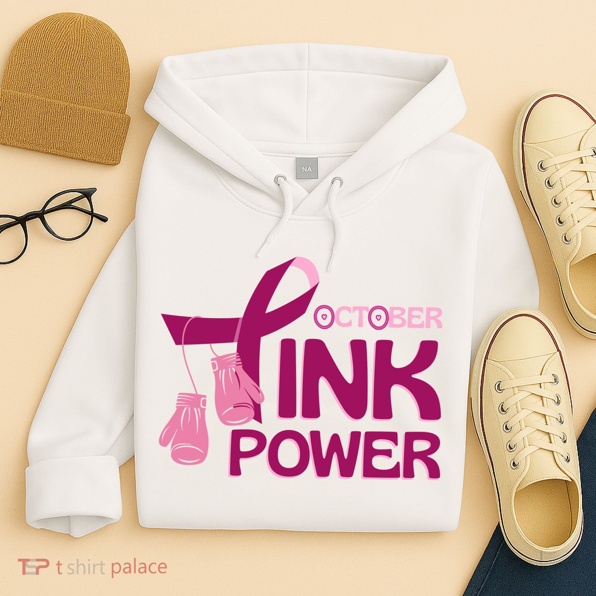 October Pink Power Breast Cancer Hoodie
