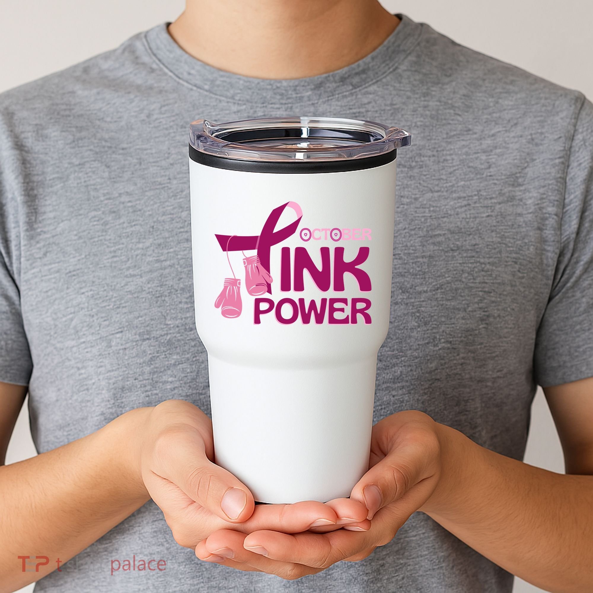 October Pink Power Breast Cancer Tumbler