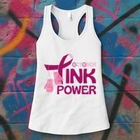 October Pink Power Breast Cancer Women's Tank Top thumb 3