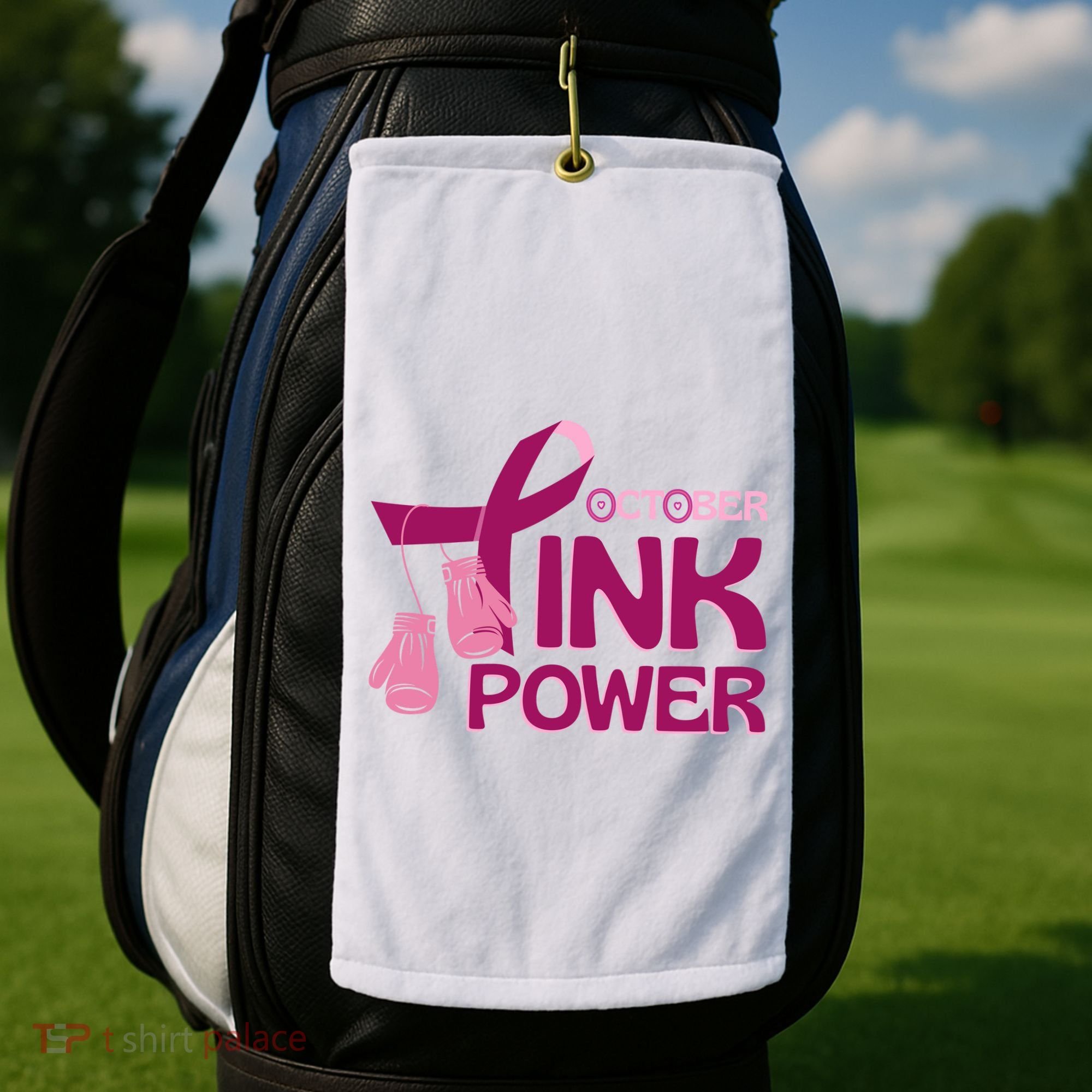 October Pink Power Breast Cancer Golf Towel