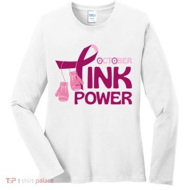 October Pink Power Breast Cancer Women's Long Sleeve Shirt