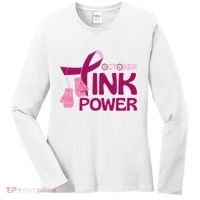 October Pink Power Breast Cancer Women's Long Sleeve Shirt thumb 0