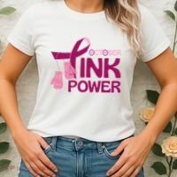 October Pink Power Breast Cancer Women's T-Shirt thumb 2