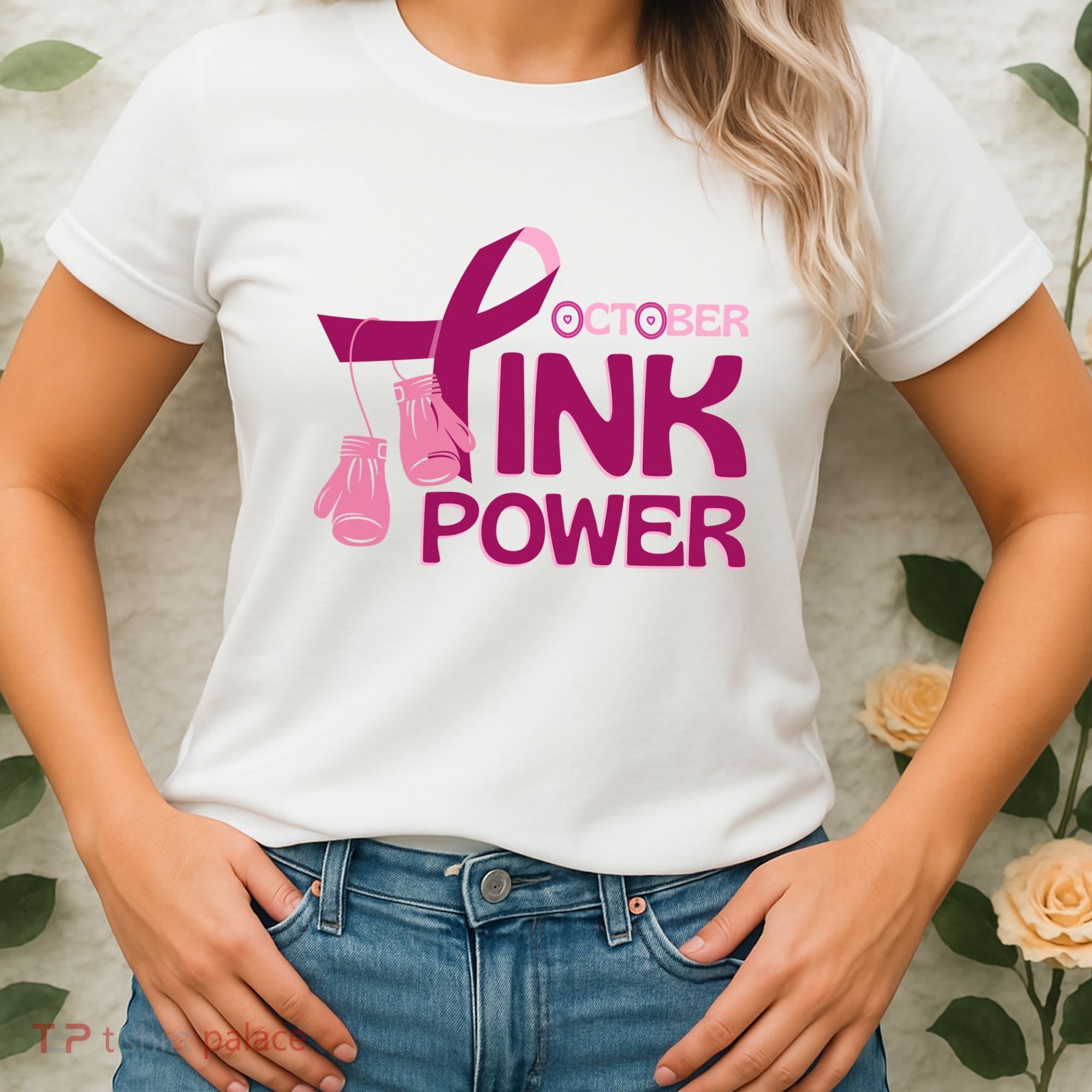 October Pink Power Breast Cancer Women's T-Shirt