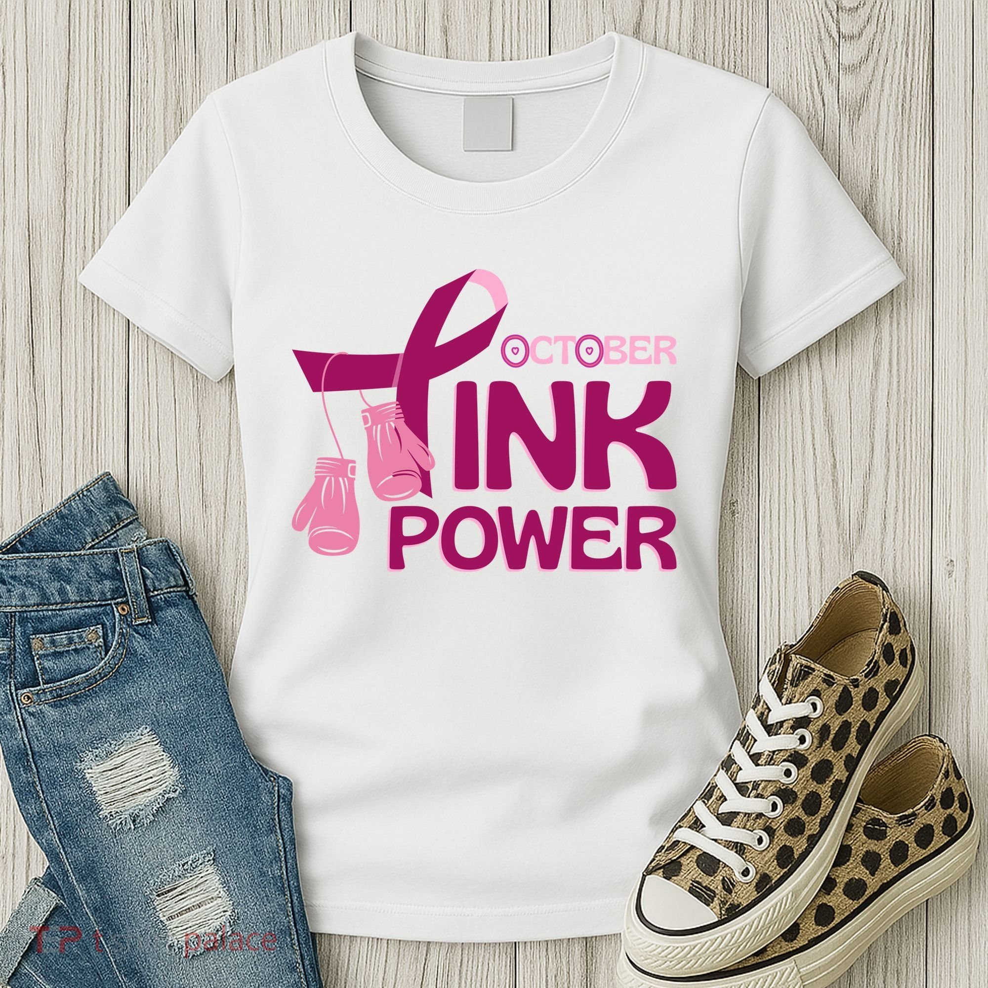 October Pink Power Breast Cancer Women's T-Shirt