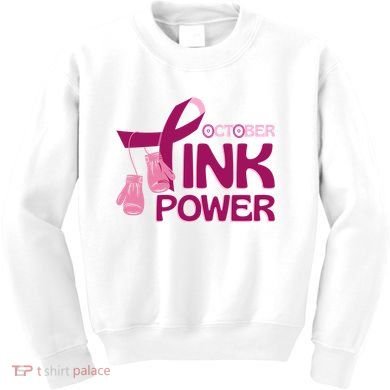 October Pink Power Breast Cancer Kids Sweatshirt