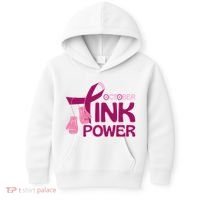 October Pink Power Breast Cancer Kids Hoodie thumb 0