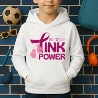 October Pink Power Breast Cancer Kids Hoodie thumb 2