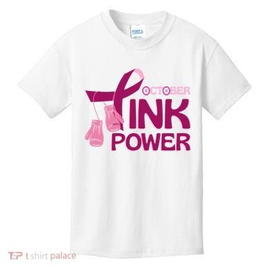 October Pink Power Breast Cancer Kids T-Shirt