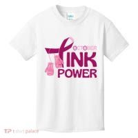 October Pink Power Breast Cancer Kids T-Shirt thumb 0