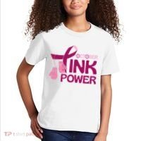 October Pink Power Breast Cancer Kids T-Shirt thumb 2