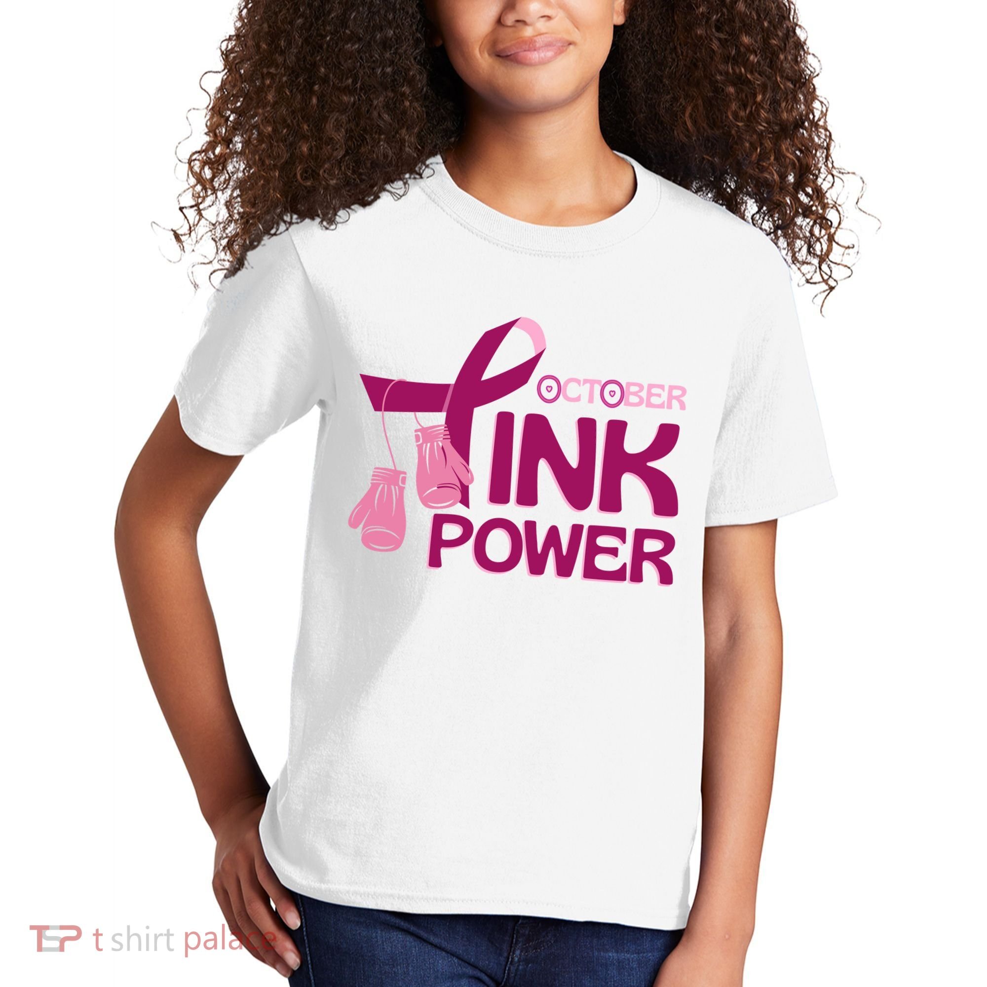 October Pink Power Breast Cancer Kids T-Shirt