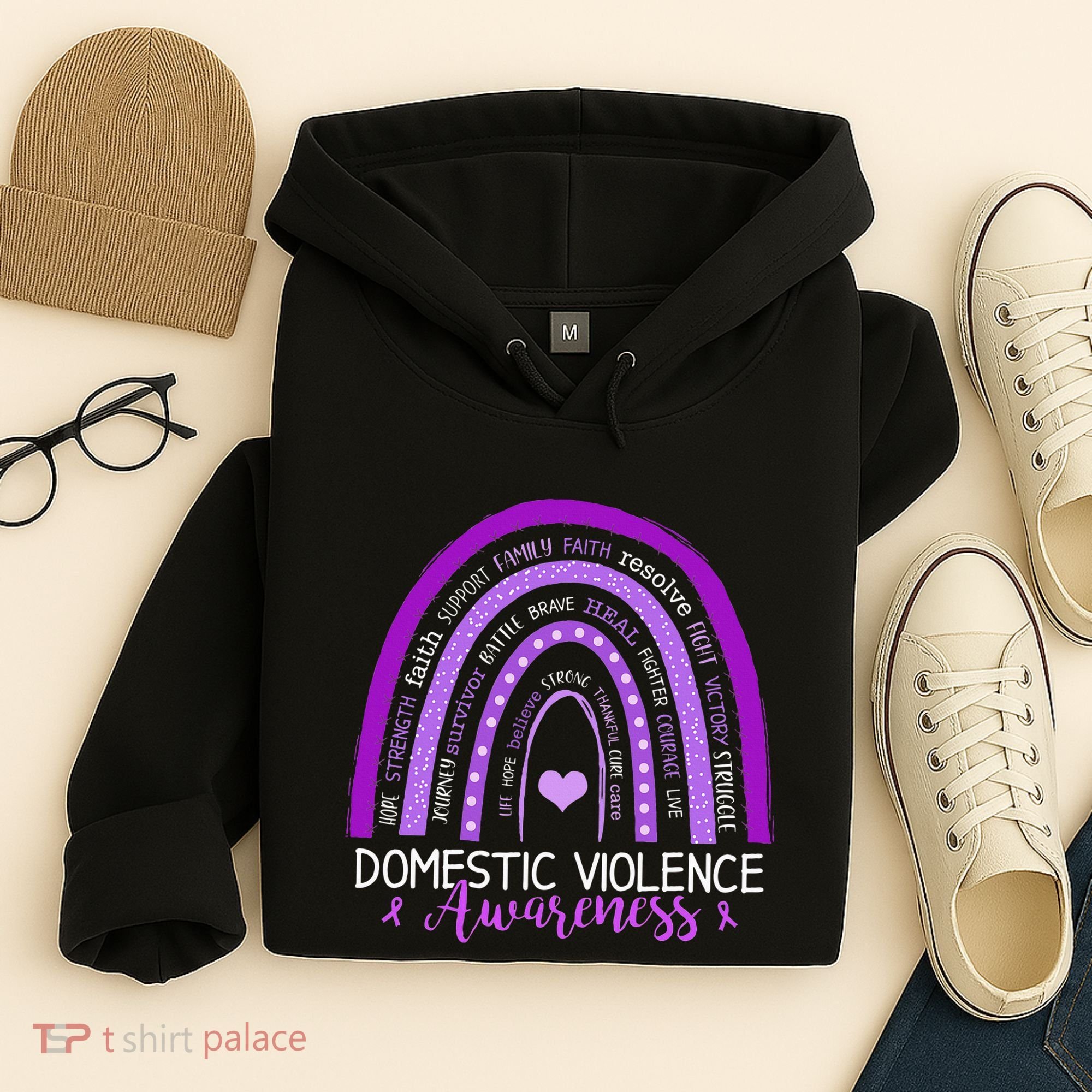 October Purple Ribbon Domestic Violence Awareness Hoodie