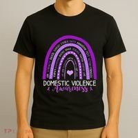 October Purple Ribbon Domestic Violence Awareness T-Shirt thumb 3