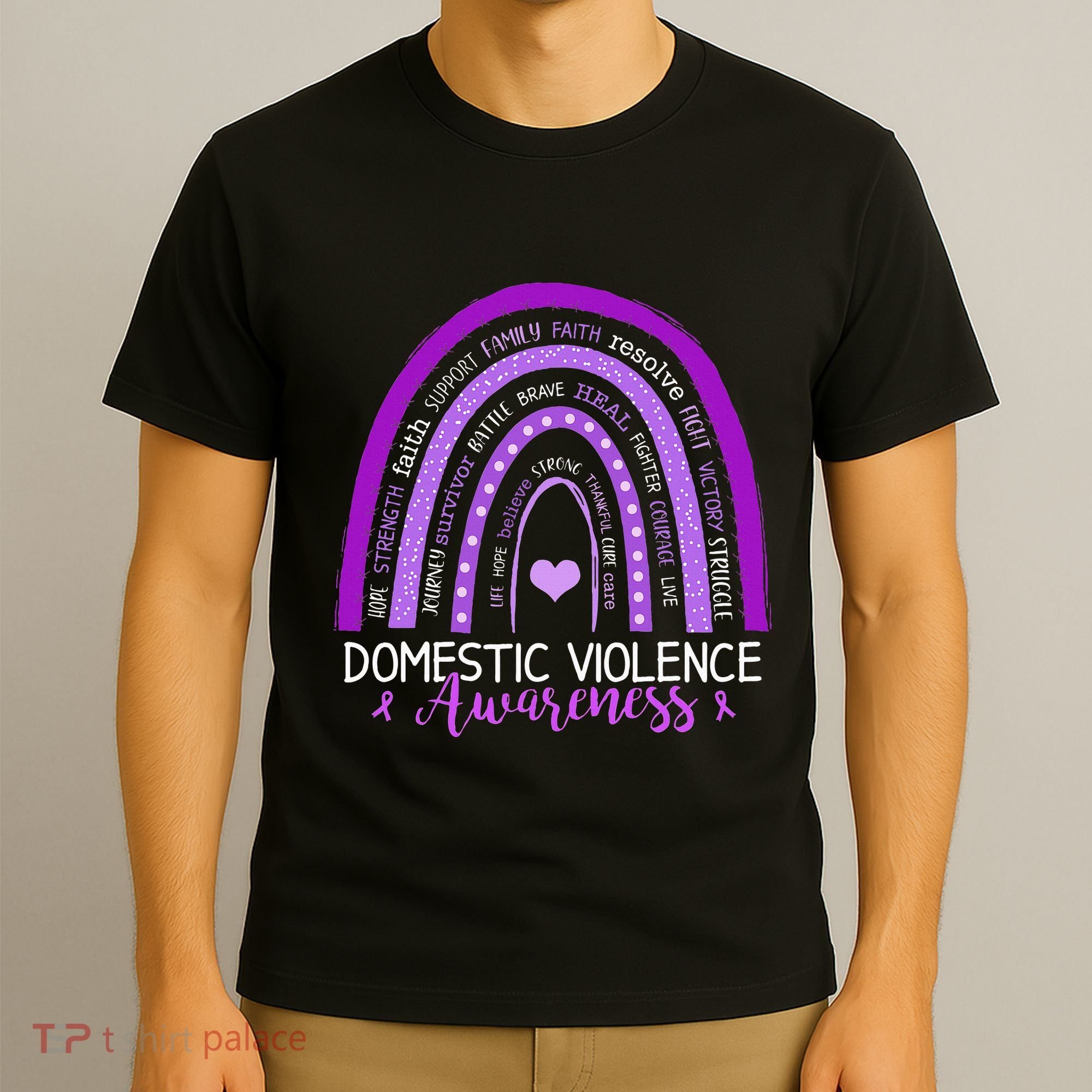 October Purple Ribbon Domestic Violence Awareness T-Shirt