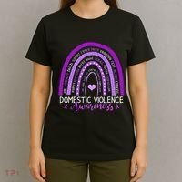 October Purple Ribbon Domestic Violence Awareness T-Shirt thumb 4