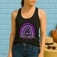 October Purple Ribbon Domestic Violence Awareness Women's Tank Top thumb 2