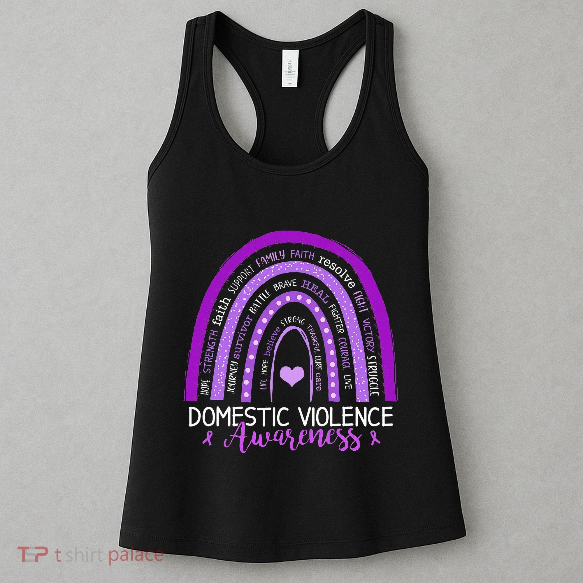 October Purple Ribbon Domestic Violence Awareness Women's Tank Top