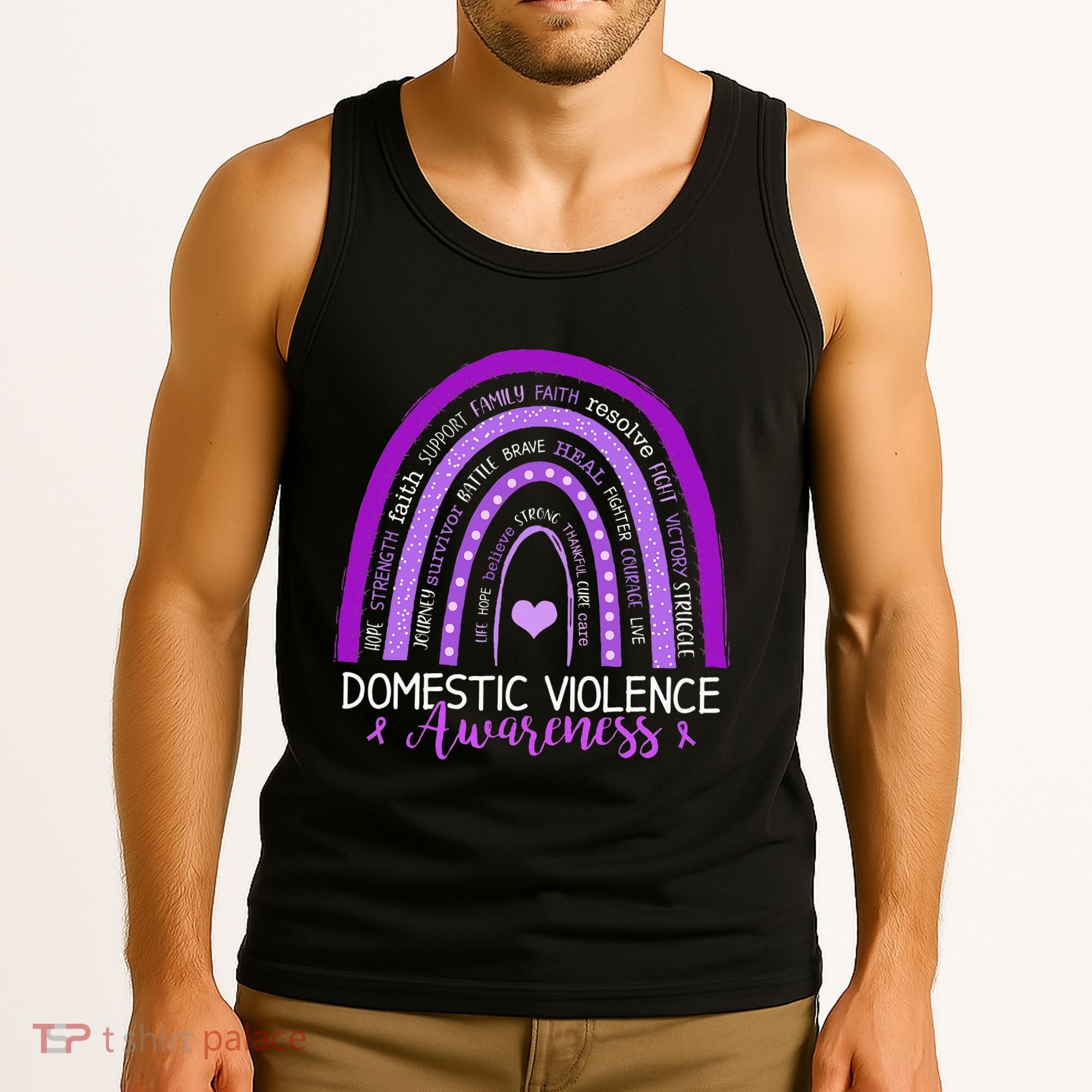 October Purple Ribbon Domestic Violence Awareness Tank Top